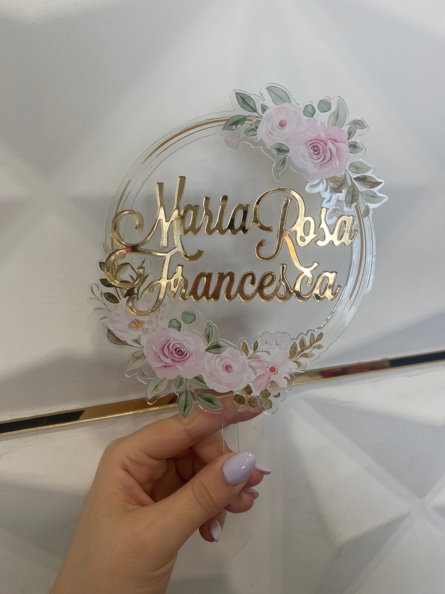 Cake Topper 3D Fiori rosa