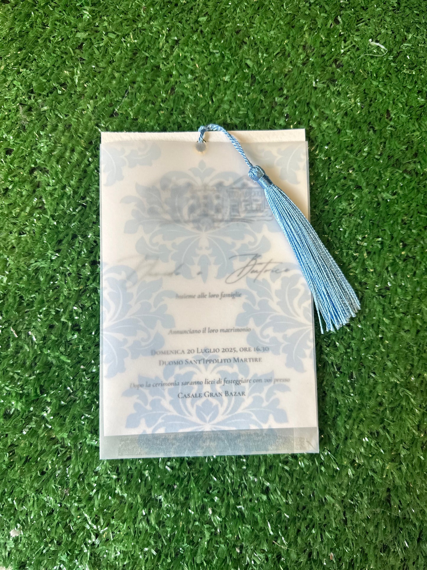 Invito a Portafoglio in carta lucida con Nappina