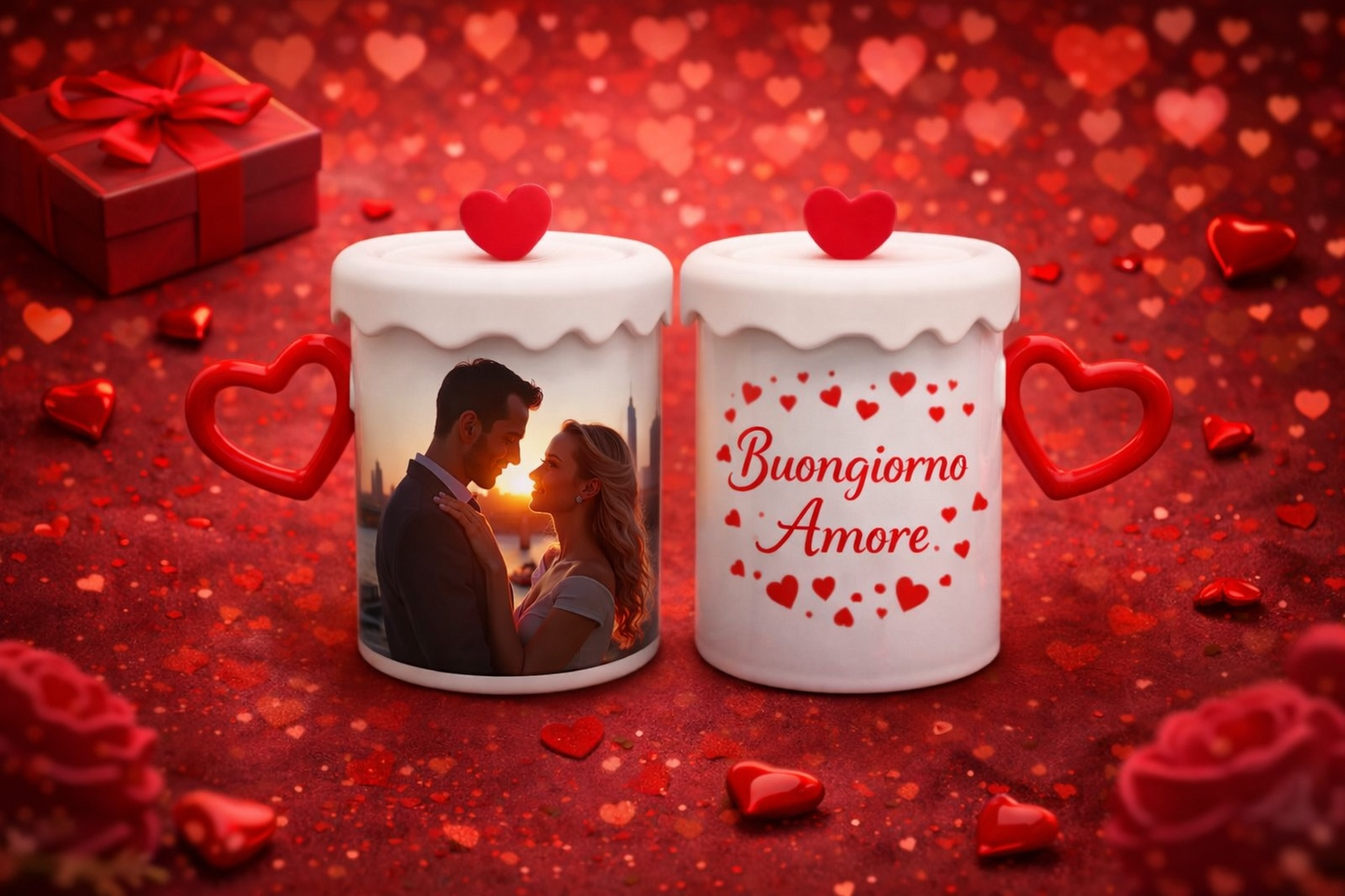 Tazza con Manico a Cuore e Coperchio