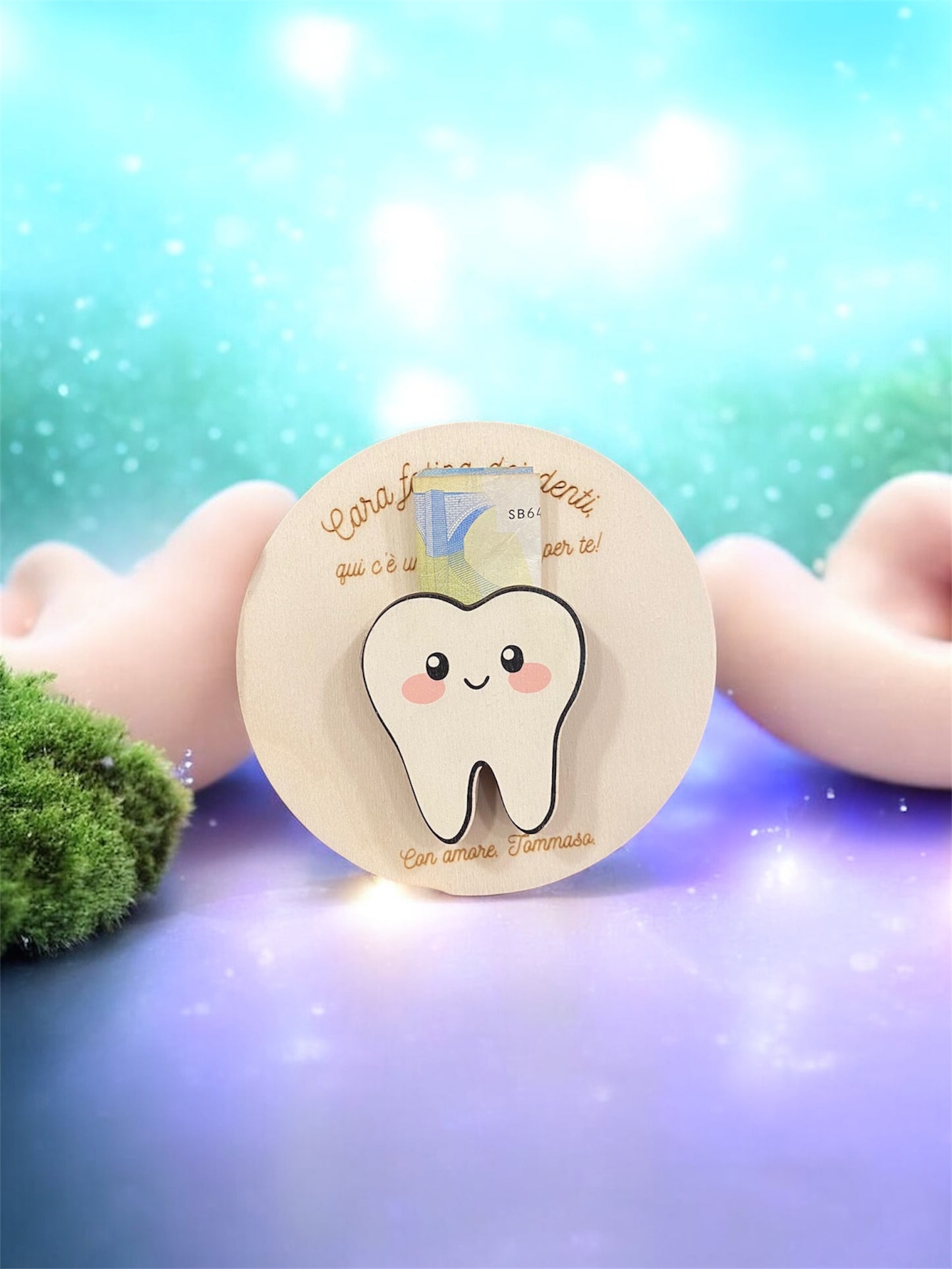 Portasoldini Fatina dei Denti in legno Personalizzato