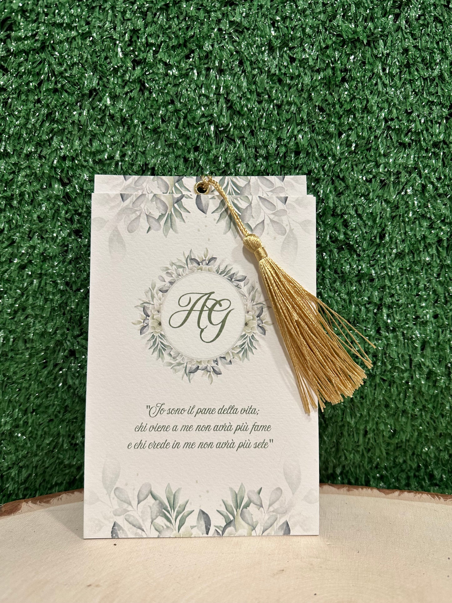 Invito a portafoglio con nappina green