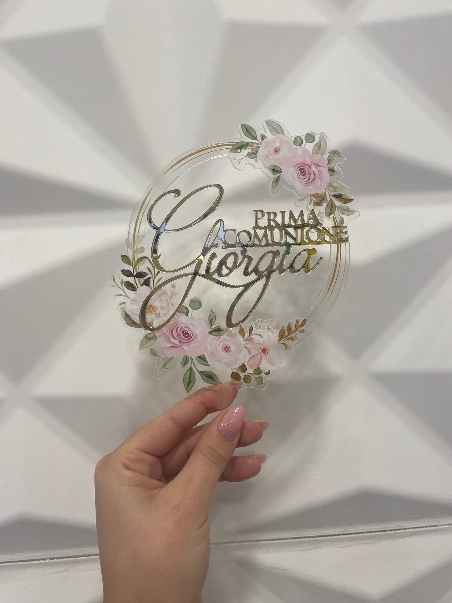 Cake Topper 3D Fiori rosa