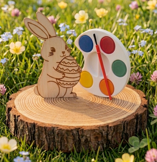 Coniglietto in legno con mini tavolozza